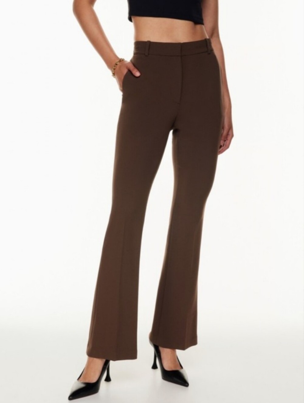 ARITZIA BABATON Flare Knit Dark Brown Pants | 4